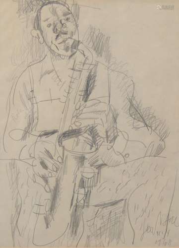 GEN PAUL (1895-1975) drawing "The saxophonist"