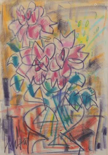 GEN PAUL (1895-1975) crayolor "Bouquets of flowers"...