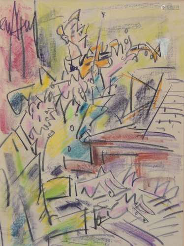 GEN PAUL (1895-1975) crayolor "Musical duet"