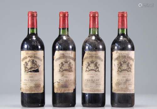 Lot of 4 Chateau GRAND PUY DUCASSE (Damaged label) (Pauillac...