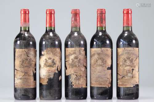 Lot of 5 Chateau GRAND PUY DUCASSE (Pauillac) 1982