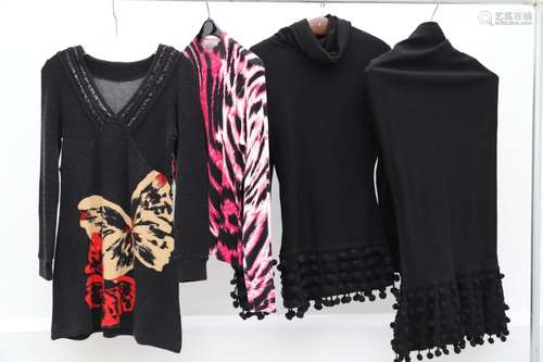 Lot de 3 vêtements comprenant :<br />
-pull noir aux fleurs<...