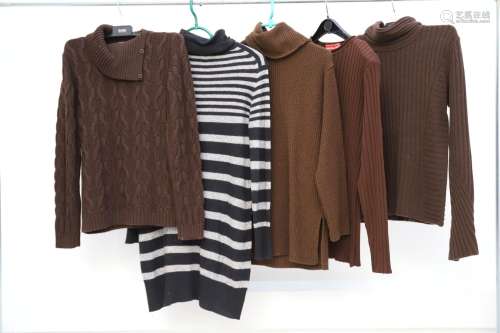 Lot de 5 vêtements comprenant :<br />
-pull marron L'espace ...