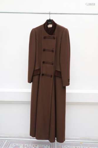 Manteau long à double boutonnière wool cashmere angora<br />...