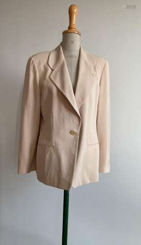 Veste Giorgio Armani années 80 beige Gabardine crêpe, 38/40