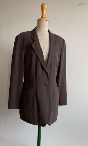 Veste longue Giorgio Armani années 80 marron glacé Gabardine...