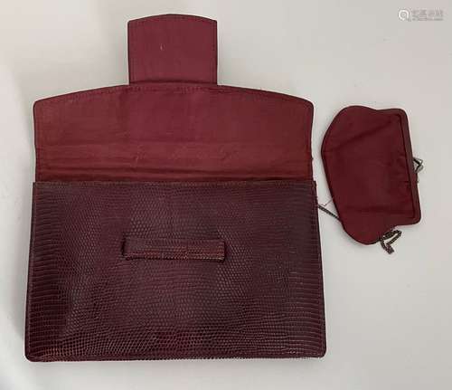 Pochette vintage lézard Bordeaux