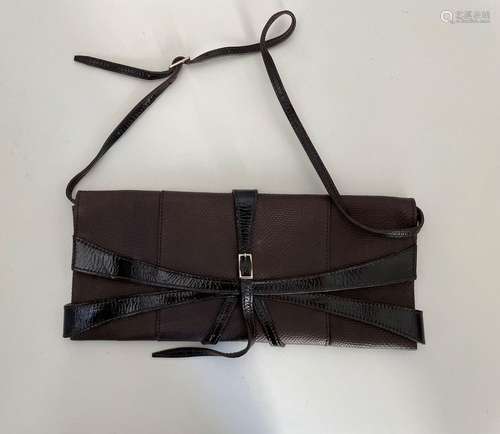 Sac Calvin Klein Collection vrai lézard et vernis marron