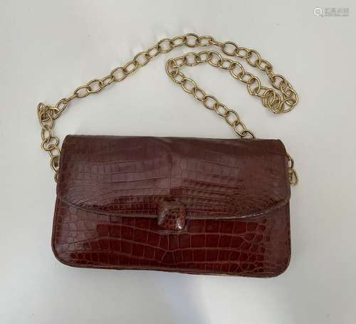 Sac vintage vrai crocodile marron