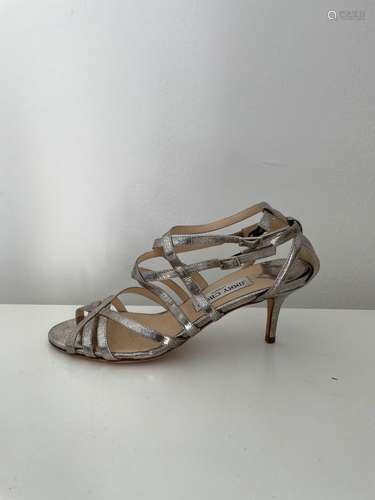 Sandales Jimmy Choo cuir métal argent, 37 et demi