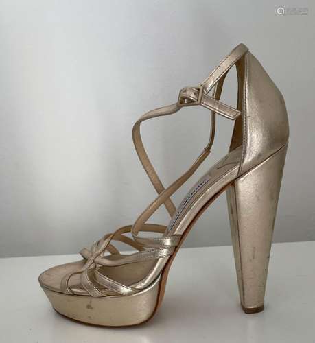 Sandales Jimmy Choo plateforme cuir doré, 39