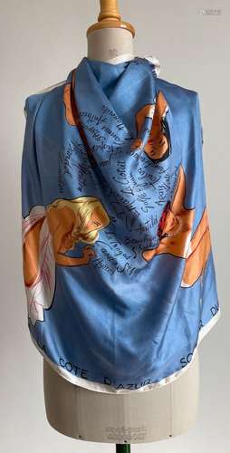 Foulard soie imprimé Pin-up années 50