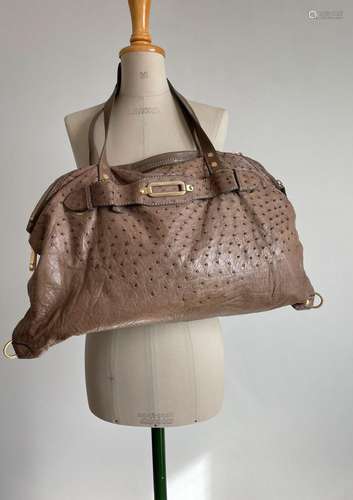 Sac Jimmy Choo vraie autruche /cuir taupe