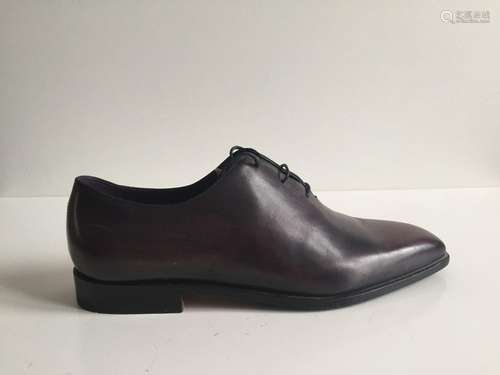 Chaussures plate lacée Berlutti cuir aubergine, 40