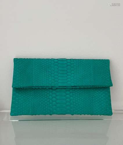 Pochette vrai python turquoise neuve