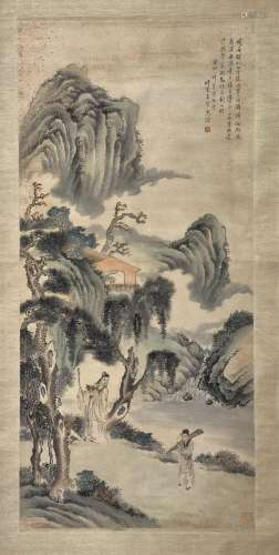 CHINESE SCROLL PAINTING OF MOUNTAIN VIEWS SIGNED BY WANG YUN