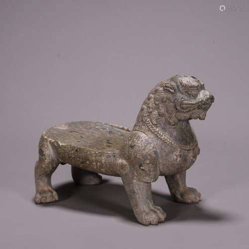 CHINESE STONE LION SCHOLAR INKSTONE