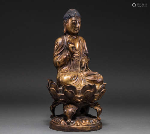 Chinese Liao Dynasty bronze gilt Buddha statue