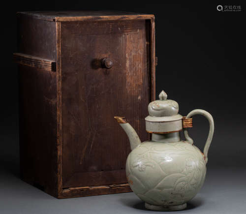 Chinese Song Dynasty secret color porcelain yue kiln wine po...