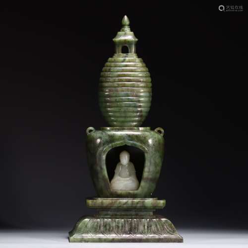 Chinese Ming Dynasty Hetian jade jasper pagoda