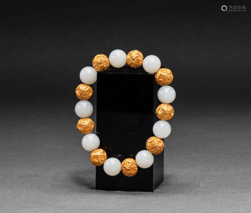 Hetian jade gilt bracelet of Qing Dynasty, China
