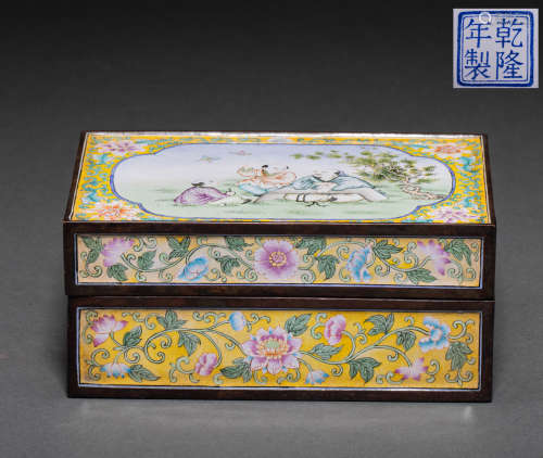 Chinese Qing Dynasty enamel box with copper body