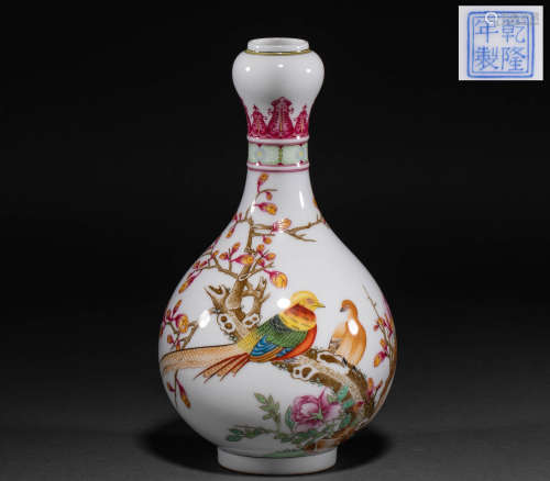 Chinese powder enamel vase from the Qing Dynasty