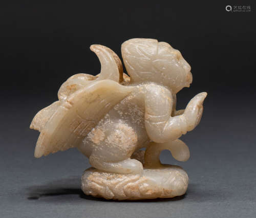 Chinese Tang Dynasty Hetian Yugarou Luo divine bird