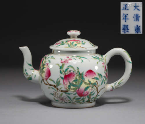 A Chinese pastel teapot from the Qing Dynasty