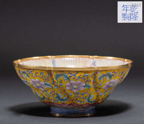 A Chinese qing Dynasty bowl with copper and enamel
