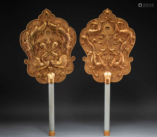 Jade gilt fan from Hetian, Song Dynasty, China