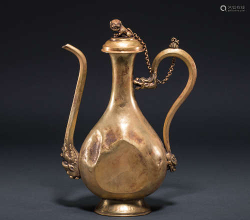 Chinese qing Dynasty pure gold wine pot