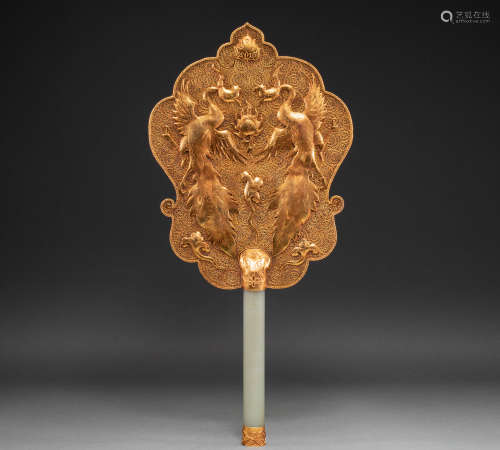 Jade gilt fan from Hetian, Song Dynasty, China