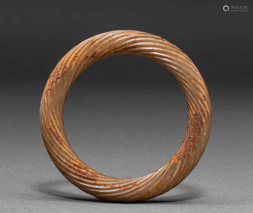 Chinese Han dynasty dragon grain twisted silk ring