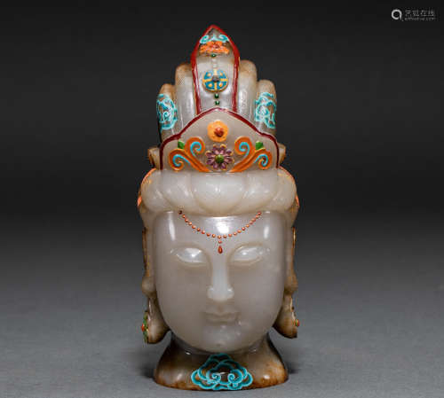 Hetian Jade Buddha head in Tang Dynasty of China