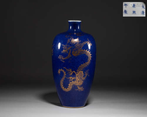 Blue glazed plum vase from Qing Dynasty, China