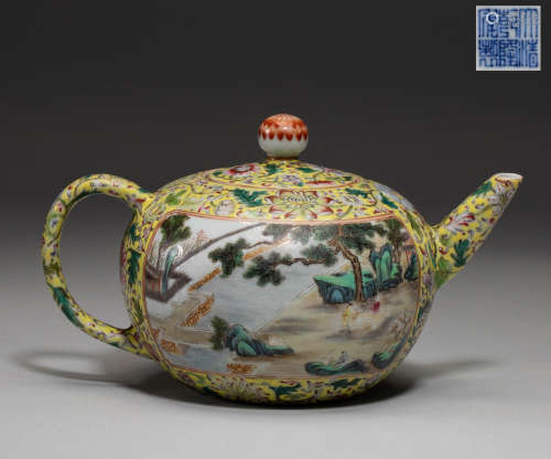 A Chinese pastel teapot from the Qing Dynasty