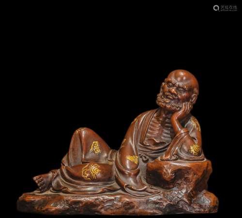 Chinese qing dynasty bronze gilt lying dharma