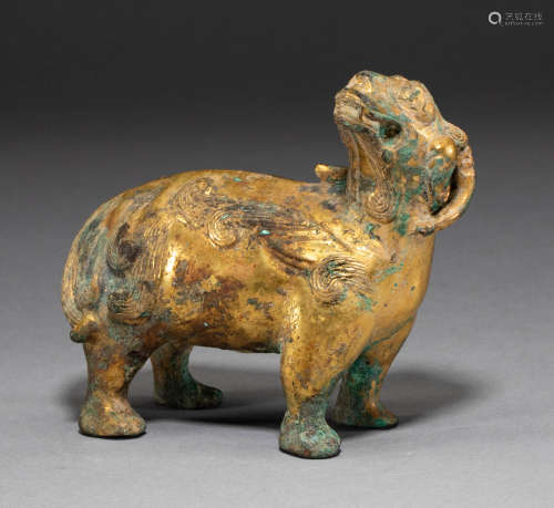 Chinese Han Dynasty bronze gilt sheep