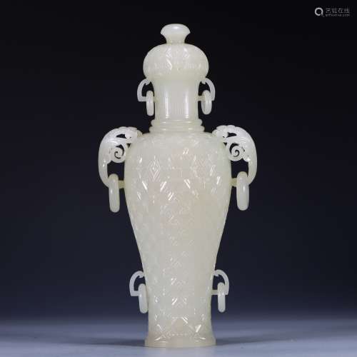 Hetian Jade flower ear vase