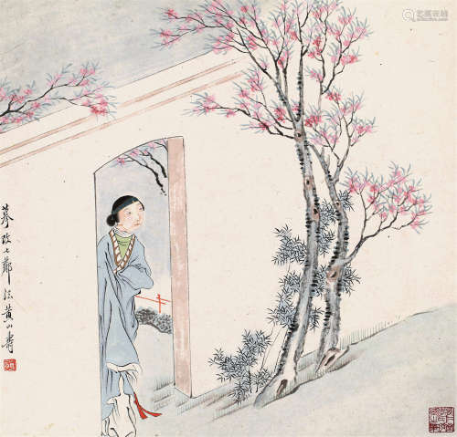 1855～1919 黄山寿  摹改琦人物 纸本  镜片
