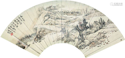 1835～1896 顾沄  朱熹诗意 纸本  扇片