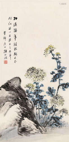 1837～1911 杨伯润  菊石图 纸本  立轴