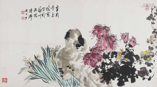 （1908-2001） 林暖苏 菊花 设色纸本 镜片
