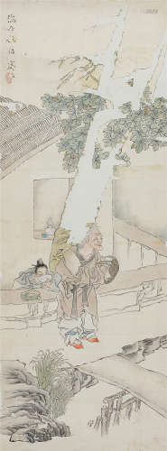 （1858-抗战前） 郑煦 慈母饭信 设色绢本 镜片