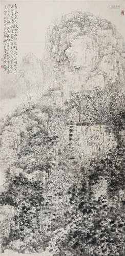 （b.1970） 汤琳南 仿古山水 设色纸本 立轴