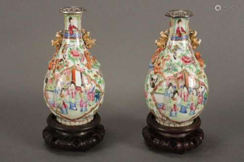 Pair of Cantonese Porcelain Vases,