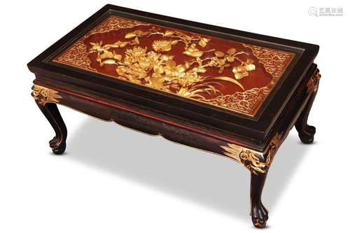 Chinese Gilt and Ebonised Panel Coffee Table,