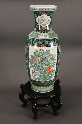 Large Chinese Famille Vert Porcelain Vase,