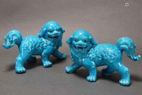 Pair of Chinese Porcelain Temple Dogs,